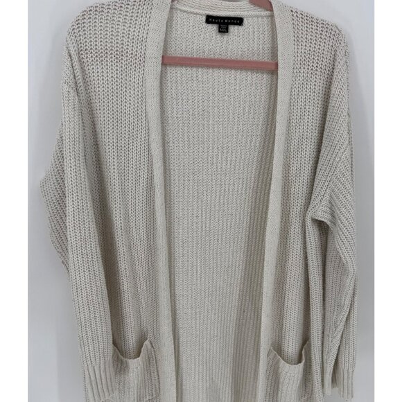 Womens Open Front Knit Cardigan W/ Pockets Beige Long Sleeve Soft Comfort - Picture 1 of 7